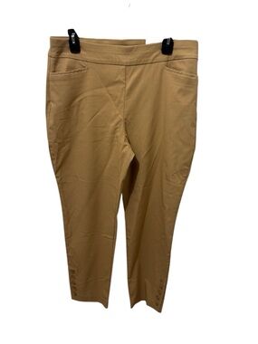 Chico's So Slimming Brigitte Button Hem Khaki Pull On Pants Size 12 Petite